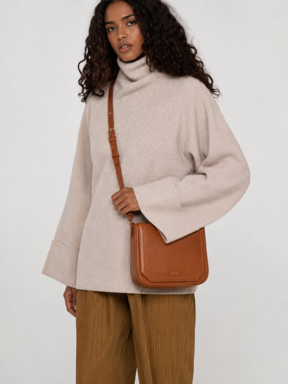 Matt & Nat Mara Vegan Leather Crossbody Bag Caramel Brown
